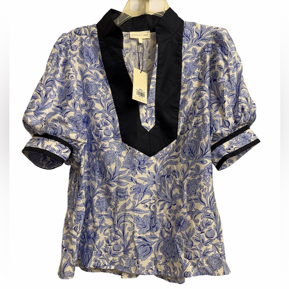 NWT entro Puff Sleeve Floral Blouson Top, size S.